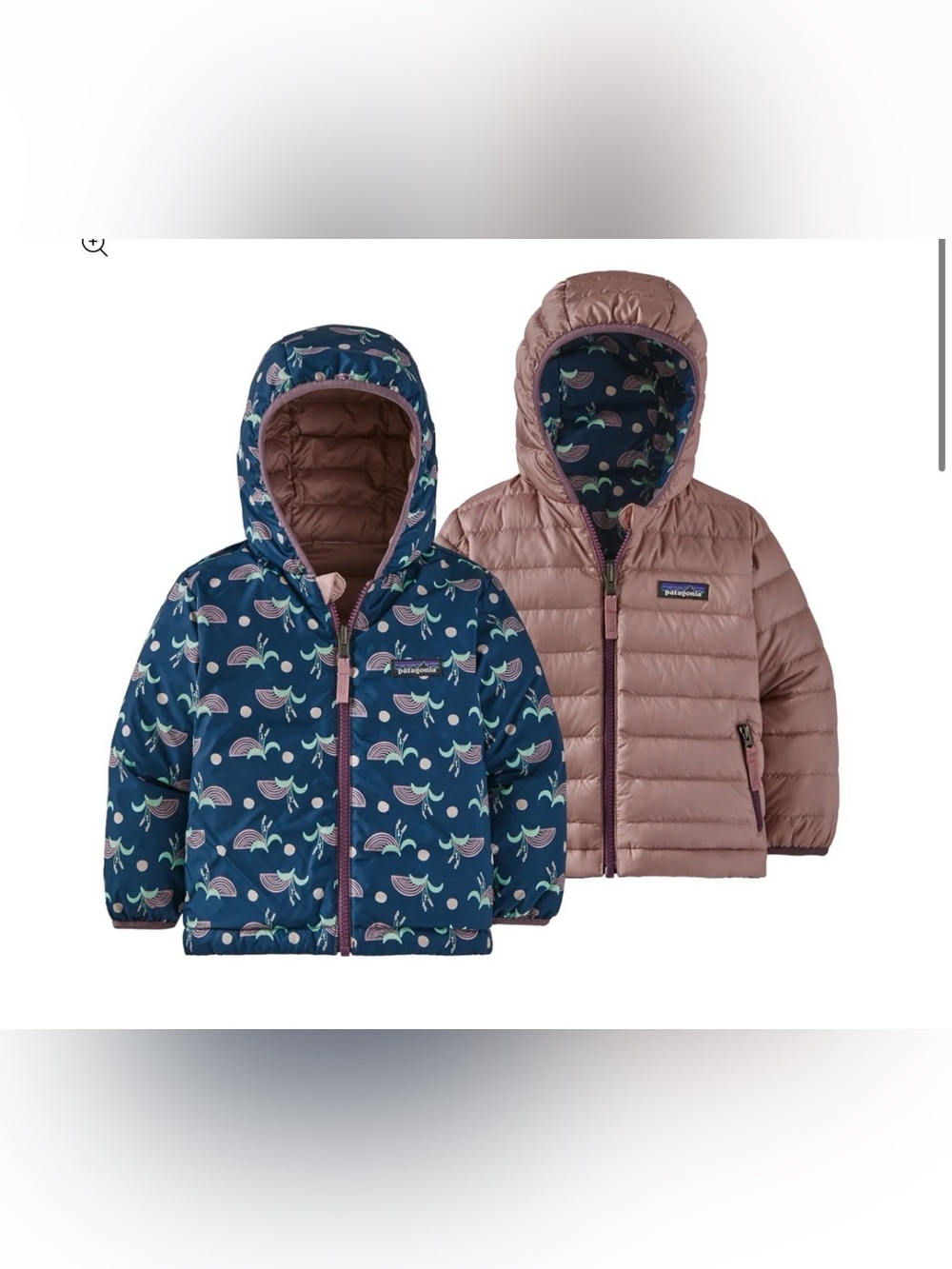 Patagonia Baby Reversible Down Sweater hoody puffer jacket Girls 4t Good Soil